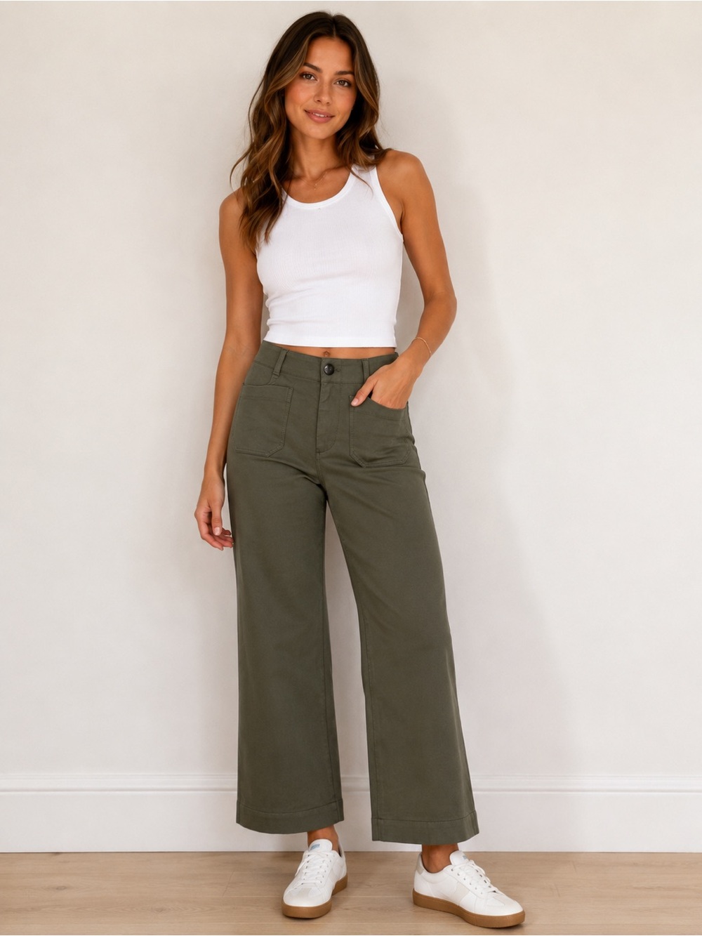 Maeve The Colette Olive Wide-Leg Pants Size 25